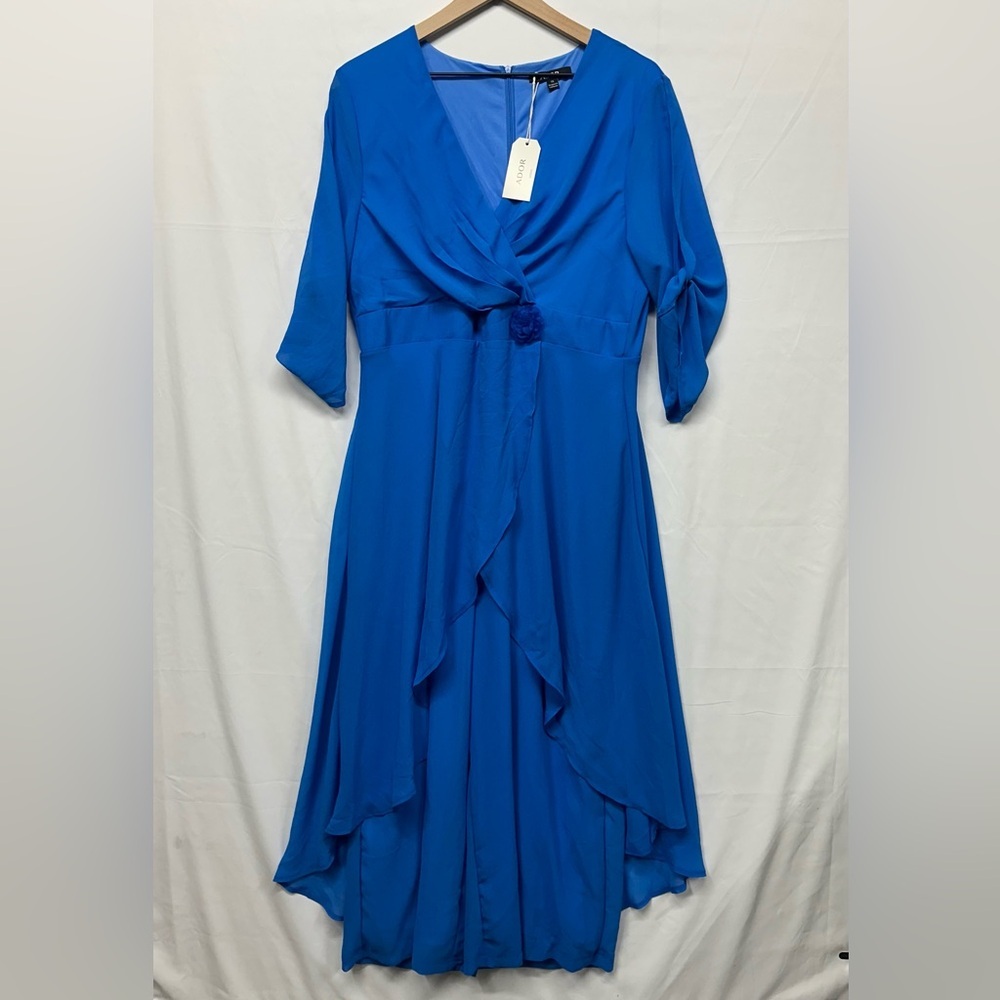 ADOR Royal Blue Chiffon Midi Dress XL NWT